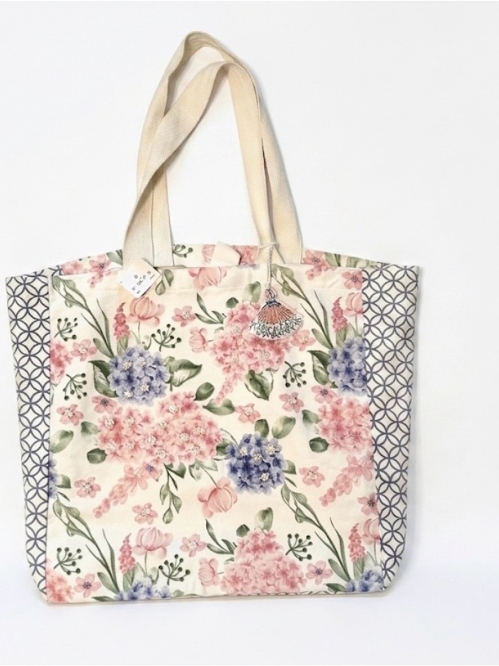 Everyday Floral Canvas Tote Bag in Pink and Cream - Picture 3 of 8